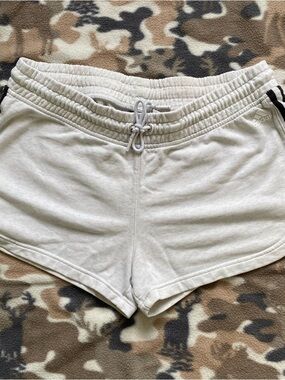 Adidas Women’s Light Grey French Terry 3-Stripe Sweat Shorts - Size Large
